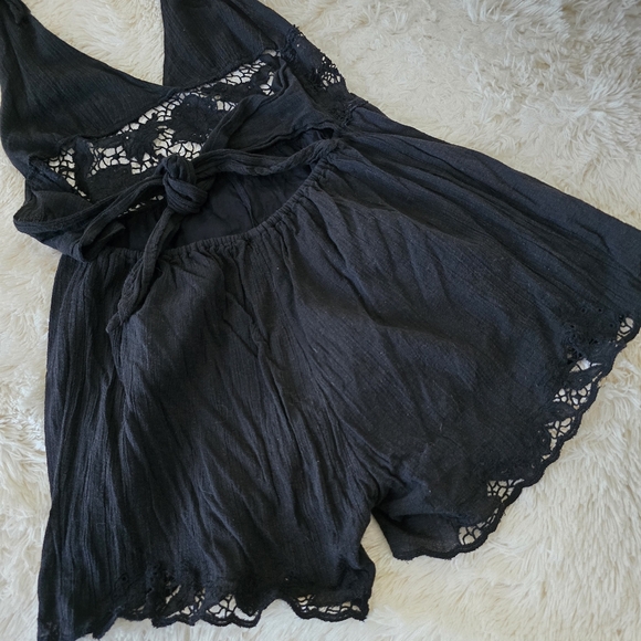 Free People Black Day Dream Shorts Romper size S/P - Picture 15 of 16